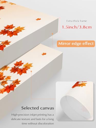 NuYeBiofx Thanksgiving Holiday Maple Leaf Canvas Wall Art Prints,30"x20" Framed Picture Artwork Fall Hanging Branch Printed Canvas Oil Painting for Living Room Bedroom Office,Ready to Hang