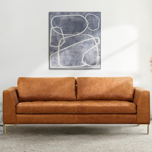 Poly & BARK Calle 90" Sofa, Full-Grain Pure-Aniline Italian Leather, Cognac Tan, Brass Legs