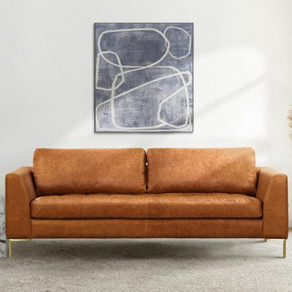 Poly & BARK Calle 90" Sofa, Full-Grain Pure-Aniline Italian Leather, Cognac Tan, Brass Legs