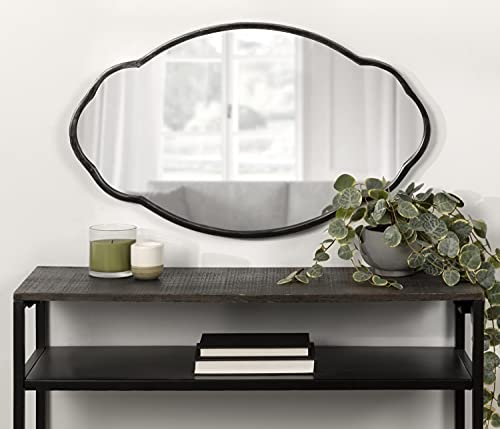 Magritte Traditional Scalloped Mirror, 18 x 30, Black, Decadent Farmhouse Wall Decor