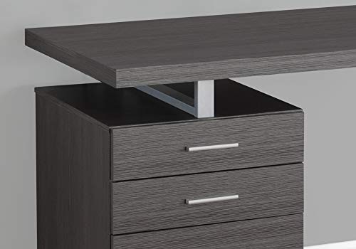 Left or Right Facing 47-Inch Modern Home Office Computer Study Writing Desk with Filing Drawer, 48"L, Grey & Silver