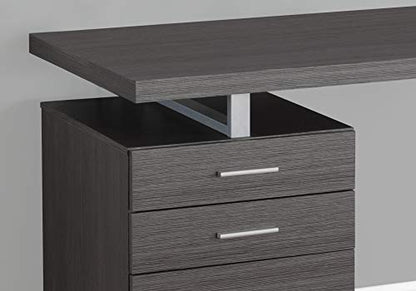 Left or Right Facing 47-Inch Modern Home Office Computer Study Writing Desk with Filing Drawer, 48"L, Grey & Silver