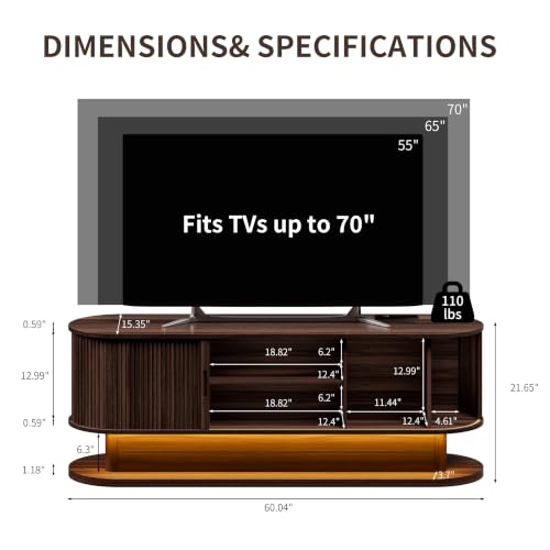 60" Fluted TV Stand with Power Outlet for TVs up to 65", view 3