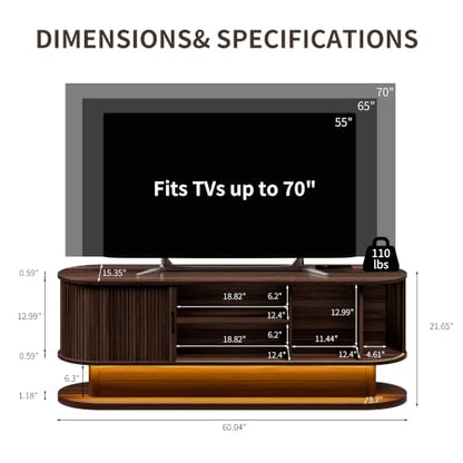 60" Fluted TV Stand with Power Outlet for TVs up to 65", view 3