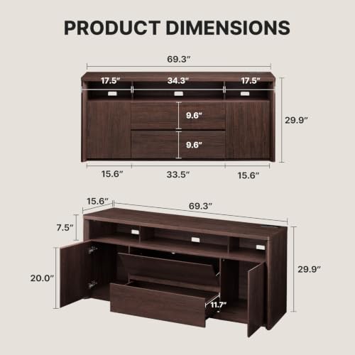 70” Mid Century Modern TV Stand for 75 inch TV, view 4