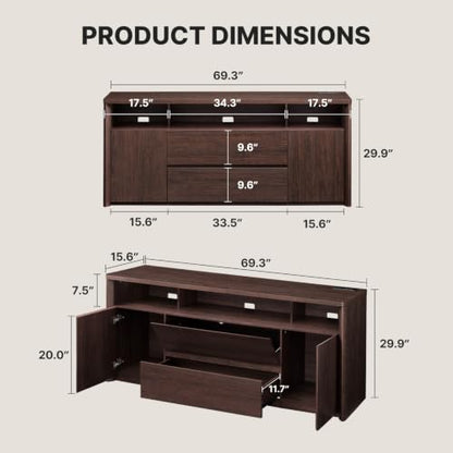 70” Mid Century Modern TV Stand for 75 inch TV, view 4