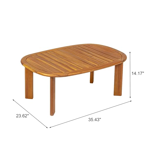 Willy Acacia Wood Outdoor Loveseat and Coffee Table Set, 2 Piece Patio Furniture Set with Water-Repellent Cushion, Solid Wood Outdoor Conversation Set, Beige+Teak