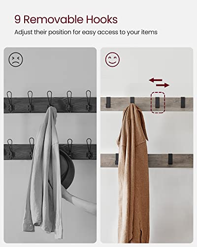 VASAGLE Coat Rack, Hall Tree with Shoe Bench, 4-in-1, 9 Removable Hooks, view 8