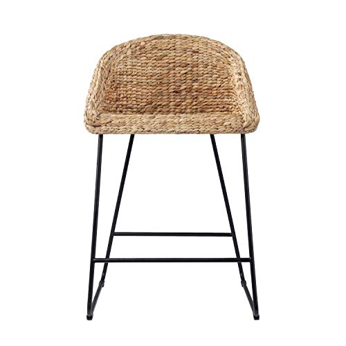 Landrine Water Hyacinth Counter Stools - 2 Piece Set - Bohemian Design, Natural Rattan - Easy Assembly - Ideal for Kitchen, Dining Room (BC1130831)