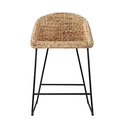 Landrine Water Hyacinth Counter Stools - 2 Piece Set - Bohemian Design, Natural Rattan - Easy Assembly - Ideal for Kitchen, Dining Room (BC1130831)