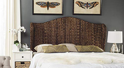 SAFAVIEH Furniture - Nadine Banana Leaf Full Headboard - Brown - Solid Wood - Coastal Woven Design - Ideal for Bedroom (SEA8029B-F)