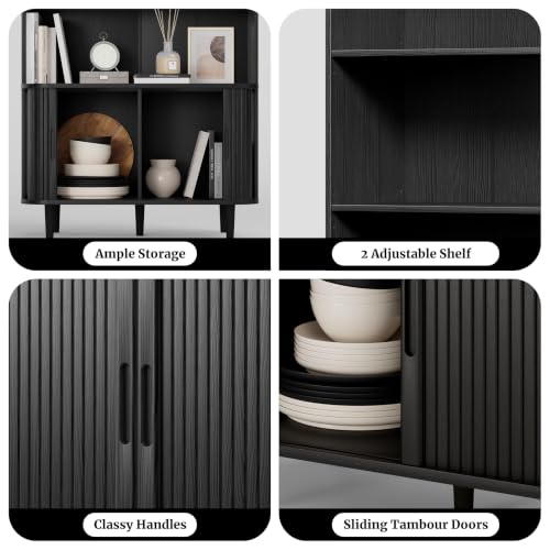 Modern Black Arched Bookshelf with Adjustable Shelves, view 4