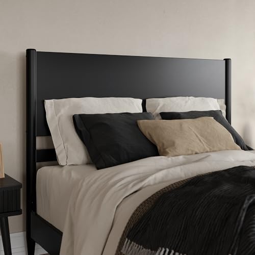 Modern Queen Wood Panel Headboard, Black, view 2