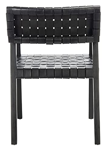 SAFAVIEH Home Collection Cire Black Leather Living Room Accent Dining Chair (Fully Assembled) DCH4004A