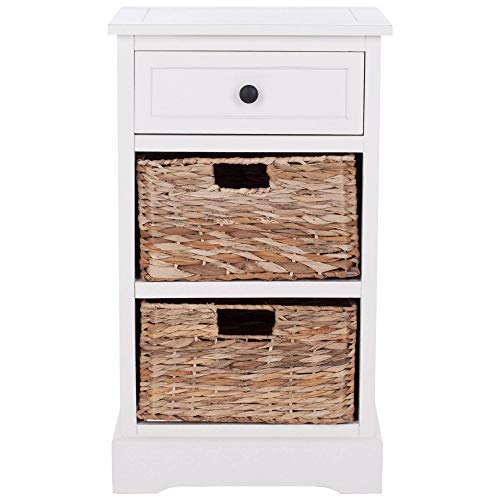 SAFAVIEH Furniture - Carrie 3-Shelf Side Table - Distressed Cream - Solid Wood - Farmhouse Tiered Design - Ideal for Living Room, Entryway, Home Office, 16"W x 13"D x 26"H - Fully Assembled (AMH5700C)