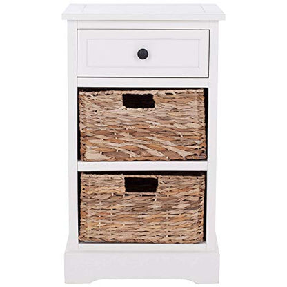 SAFAVIEH Furniture - Carrie 3-Shelf Side Table - Distressed Cream - Solid Wood - Farmhouse Tiered Design - Ideal for Living Room, Entryway, Home Office, 16"W x 13"D x 26"H - Fully Assembled (AMH5700C)