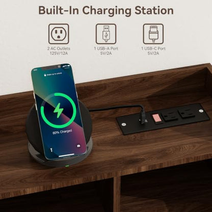 YUSING Dog Crate Furniture with Charging Station, Flip-Up Acrylic Door, view 4