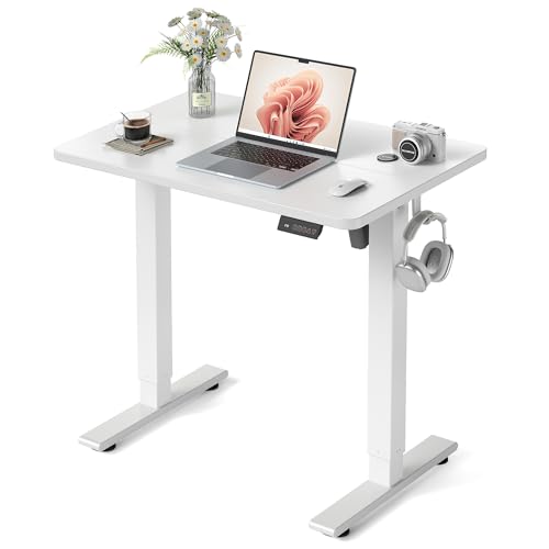 32" Small Electric Standing Desk Height Adjustable Desk, White, view 2