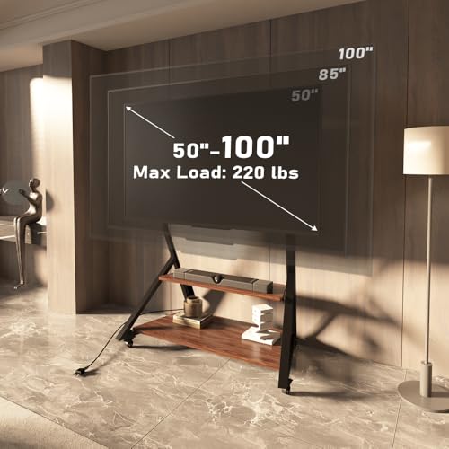 Heavy Duty Rolling TV Stand with Power Outlet for 55 to 100 inch TV, view 4