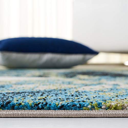 SAFAVIEH Glacier Collection 5'3" x 7'6" Navy / Green GLA123M Modern Abstract Non-Shedding Living Room Bedroom Dining Home Office Area Rug