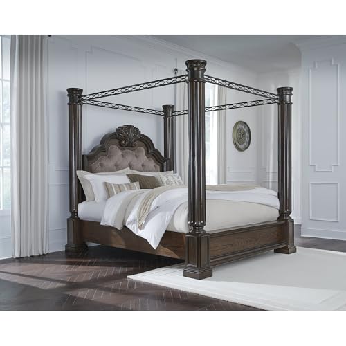 Dark Brown Wood Maylee King Canopy Bed Frame, view 3