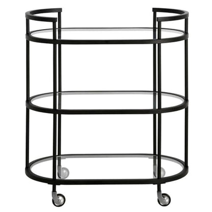 30" Wide Oval Bar Cart in Blackened Bronze, Bar Carts for the Home | Sleek rolling shelving unit that moves room to room with ease, doubling as a stylish bar cart or convenient coffee station