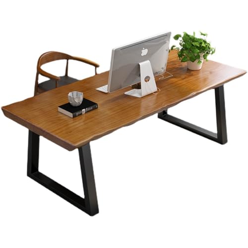 Modern Solid Wood Executive Desk – Spacious and Minimalist Home Office Workstation Perfect for Writing and Professional Use (Light Brown, 47in)