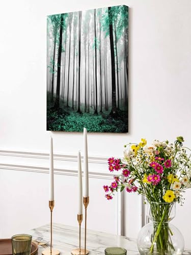 NuYeBiofx Thanksgiving Green Maple Trees Canvas Wall Art Prints,48"x32" Framed Picture Artwork Fall Maple Leaves Printed Canvas Oil Painting for Living Room Bedroom Office,Ready to Hang