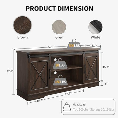 Farmhouse TV Stand for TVs up to 65 inches, Brown, view 3