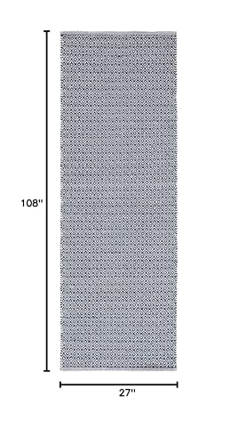 SAFAVIEH Montauk Collection Runner Rug - 2'3" x 9', Ivory & Navy, Handmade Cotton, Ideal for High Traffic Areas in Living Room, Bedroom (MTK717H)