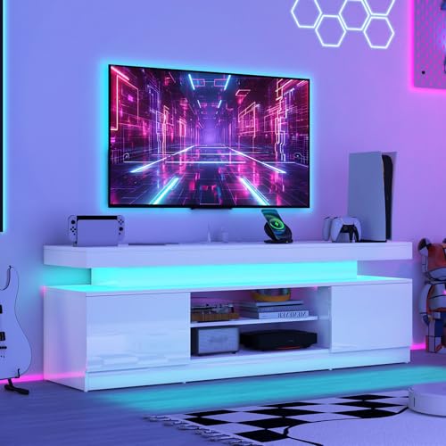 63" High Gloss TV Stand, Entertainment Center, Media Console, view 7