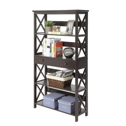 Oxford 5 Tier Bookcase with Drawer, Espresso