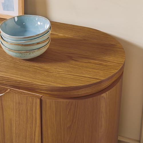 Maya Large Curved Modern Solid Oak Wood Veneer 70 Inch Sideboard TV Stand, view 6