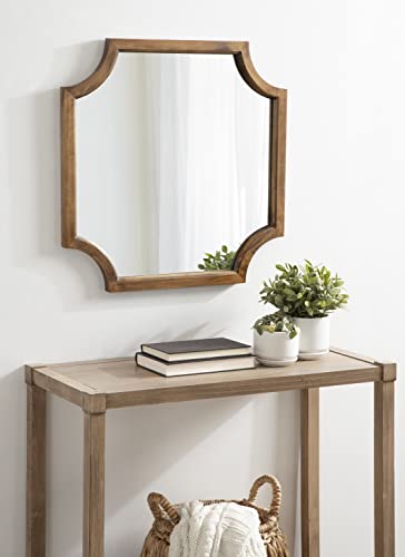 Hogan Scalloped Square Mirror; 24 x 24; Rustic Brown; Decorative Modern Farmhouse Wall Mirror for Display with Unique Shape and Large Size