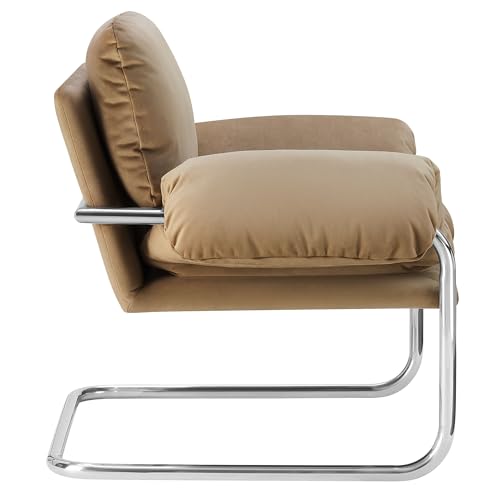 Ansel Performance Velvet Accent Chair in Taupe - Stain-Resistant Velvet Lounge Chair for Living Room, Bedroom - Corner Reading Chair with Arms and Removable Cushions