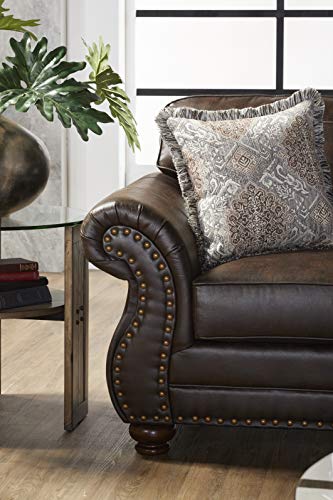 Leinster Fabric Upholstered Nailhead 3-Piece Livingroom Set, Sofa, Loveseat, and Chair Set, Espresso