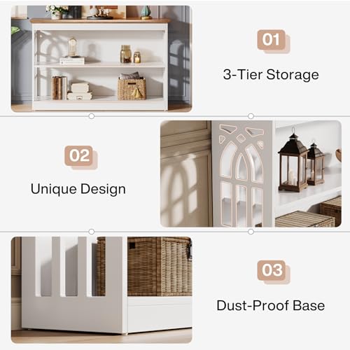 Tribesigns Modern Console Table for Entryway, 41.34-Inch White Sofa Table Behind The Couch with 3-Tier Storage, Narrow Hallway Furniture for Living Room