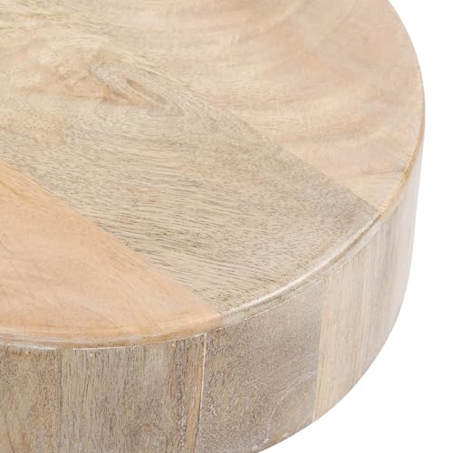 Solbrett Transitional Sophisticated Round Drink Table; 10 x 10 x 22; Natural Wood; Sculptural Bedroom Nightstand with Unique Pedestal Table Design for Use as Indoor Plant Stand