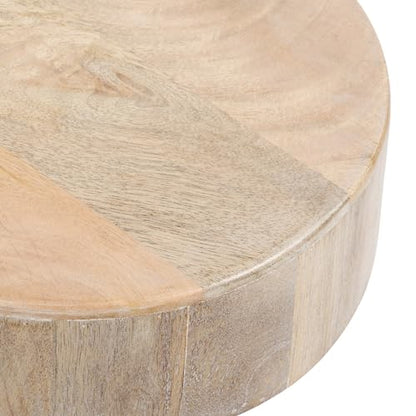 Solbrett Transitional Sophisticated Round Drink Table; 10 x 10 x 22; Natural Wood; Sculptural Bedroom Nightstand with Unique Pedestal Table Design for Use as Indoor Plant Stand
