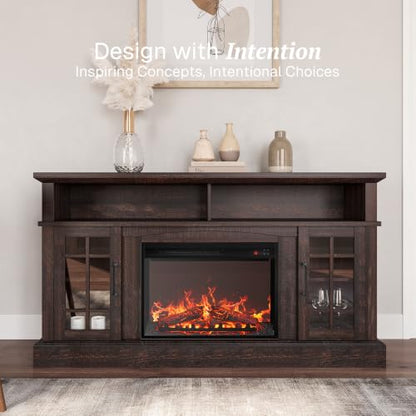 Astorga 58" TV Stand with 23" Electric Fireplace - Espresso, view 4