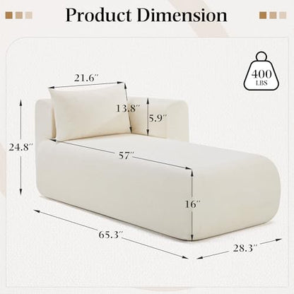 Upholstered Chaise Lounge Indoor, Boucle Comfy Fluffy Lounge Sofa, view 3