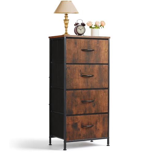 4 Drawers Dresser for Bedroom Fabric Storage Tower with Wooden Top, view 2