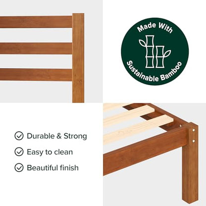 Bamboo Platform Bed with Headboard for Easy Assembly, view 4