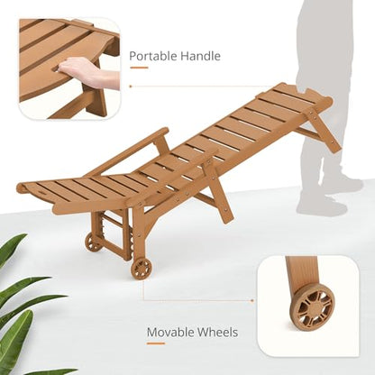 Outdoor Chaise Lounge, 5‑Position, 2‑Pack, Teak Color, view 6