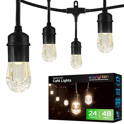 Classic Warm White String Lights, 48ft Black Cord, 24 Shatterproof Acrylic Bulbs, view 2