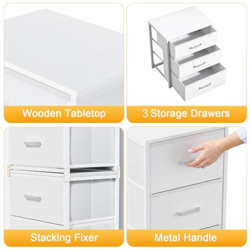 Dresser for Closet, Stackable Storage Drawers, Closet Storage, White, view 7