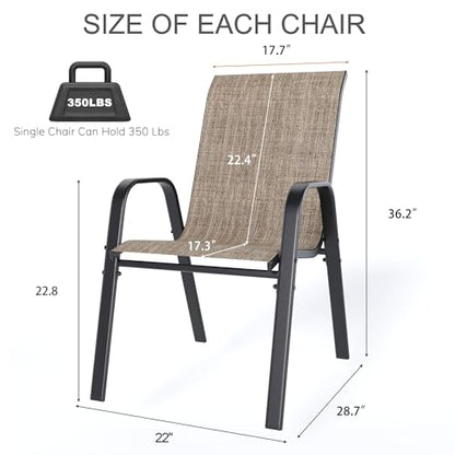 Outdoor Patio Chairs Set of 4 Stackable Dining Chairs All-Weather Textilene, view 3