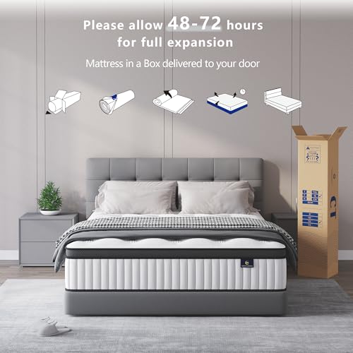 Twin Mattress, 10 Inch Hybrid Mattress in a Box, Memory Foam and Pocket Springs, Fiberglass Free, Soft and Breathable, Medium Firm Feel