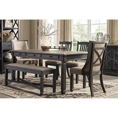 Signature Design by Ashley Tyler Creek Farmhouse Dining Table with Drawers, Seats up to 6, Almost Black