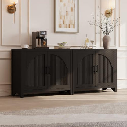 37" Modern Fluted Sideboard Buffet Cabinet with Storage, Black Oak, view 5